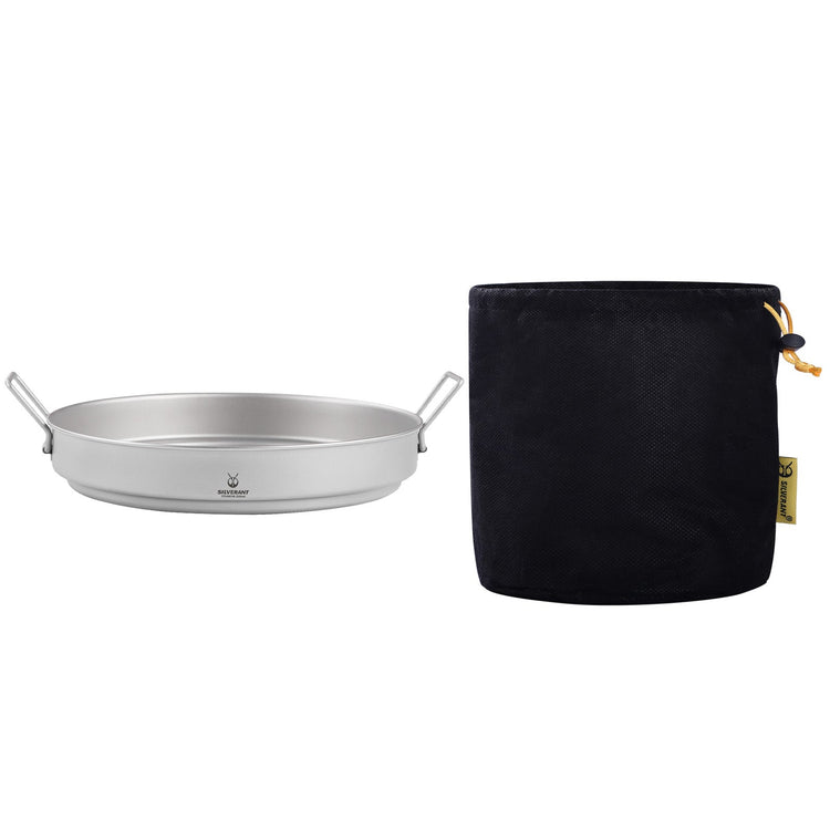 
                  
                    SilverAnt Ultralight Extra Large 2-Piece Titanium Camping Cookware Set With Hanger - SilverAnt Titanium Frying Pan with Hanging Handles -1500ml/52.8 fl oz with Drawstring Mesh Bag (included with purchase)
                  
                