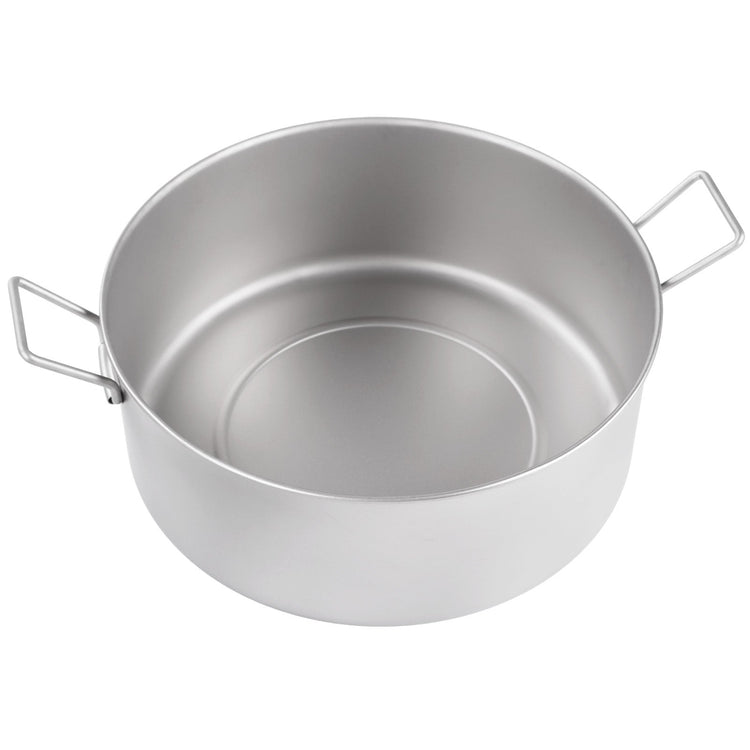 
                  
                    SilverAnt Ultralight Extra Large 2-Piece Titanium Camping Cookware Set With Hanger - Titanium Camping Pot with Hanging Handles & Lid – 3000ml / 105.6 fl oz (inner pot view, unfolded handles, sandblasted finish)
                  
                
