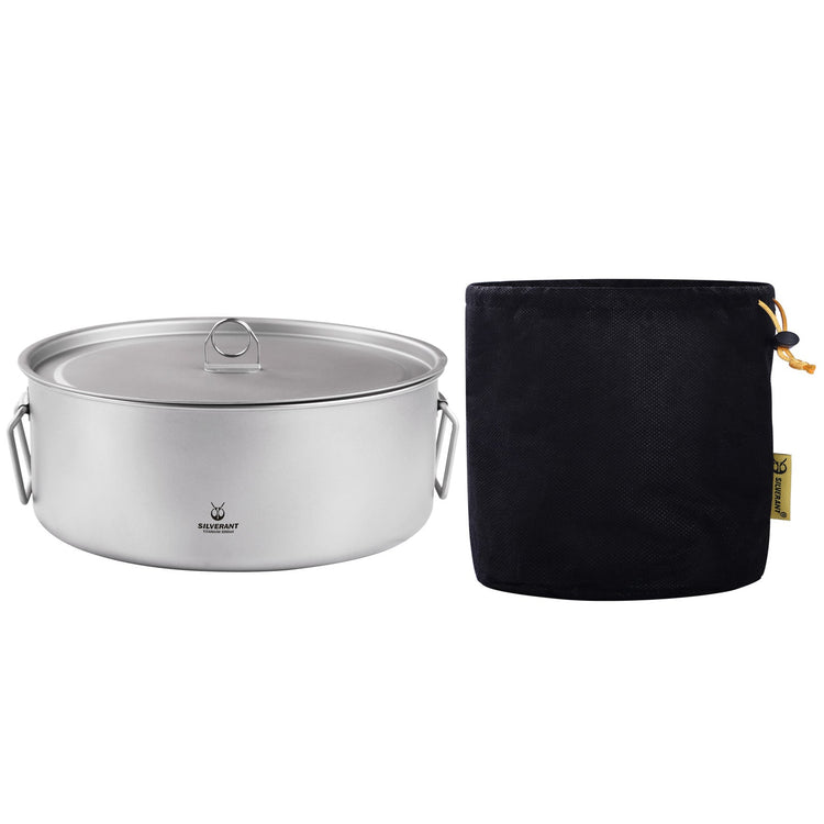 
                  
                    SilverAnt Ultralight Extra Large 2-Piece Titanium Camping Cookware Set With Hanger - Titanium Camping Pot with Hanging Handles & Lid – 3000ml / 105.6 fl oz with Drawstring Mesh Bag (included with purchase)
                  
                