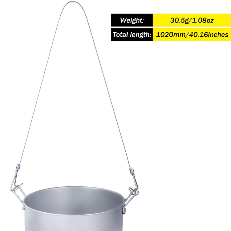 
                  
                    SilverAnt Ultralight Extra Large 2-Piece Titanium Camping Cookware Set With Hanger - Strong & Durable Stainless Steel Hanger 1020mm/40.16 inches (dimensions and weight)
                  
                