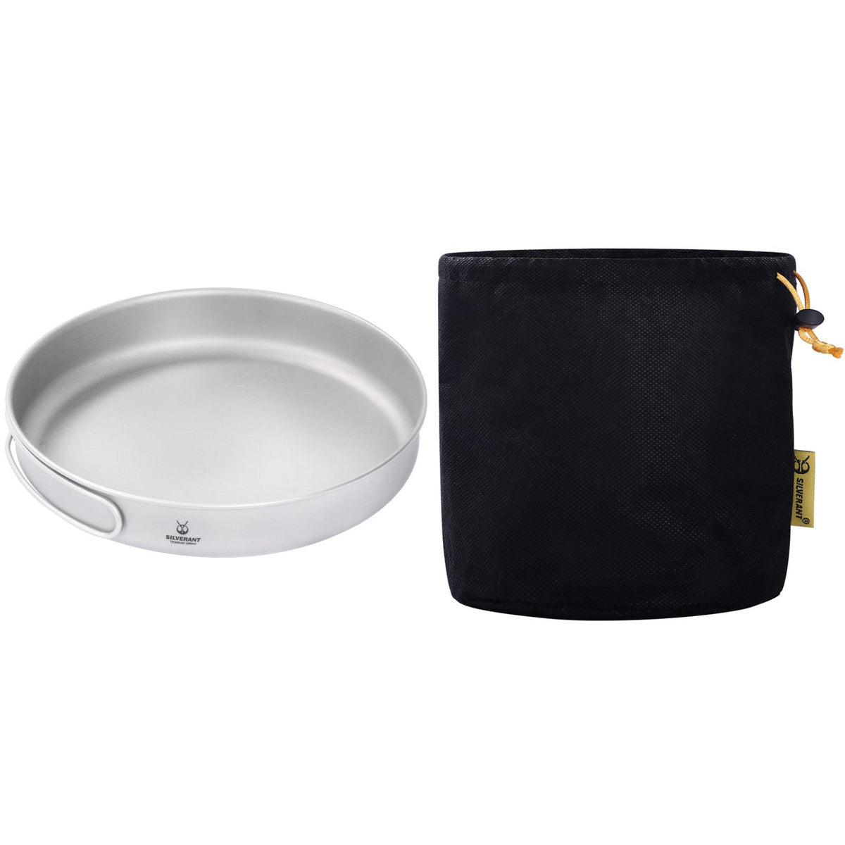 SilverAnt Ultralight Large 2-Piece Titanium Pot & Pan Camping Cookware Set - Titanium Frying Pan 1000ml/35 fl oz (with Drawstring Mesh Bag included with every purchase)