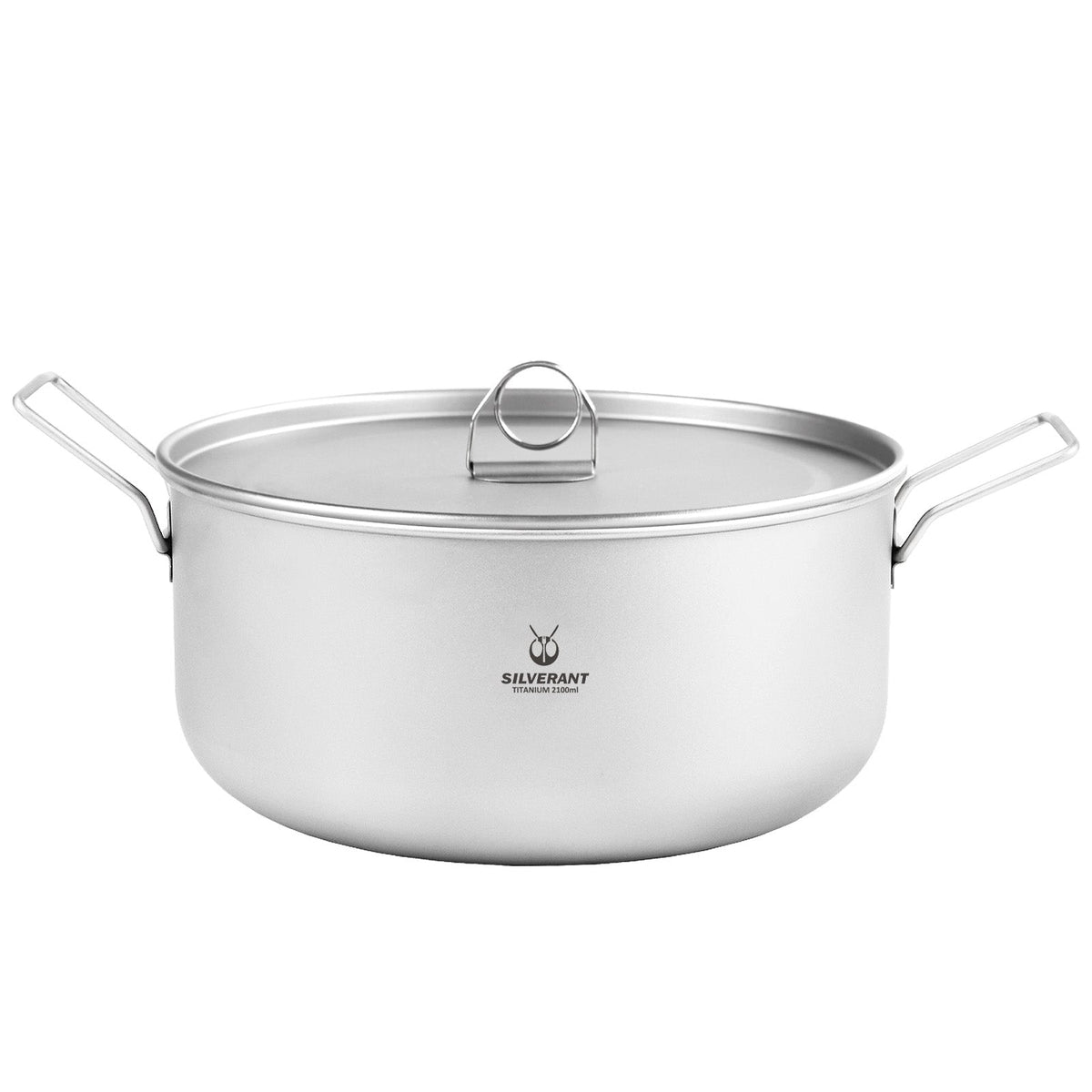SilverAnt Ultralight Large 2-Piece Titanium Pot & Pan Camping Cookware Set - Titanium Camping Pot With Lid 2100ml/73.9 fl oz