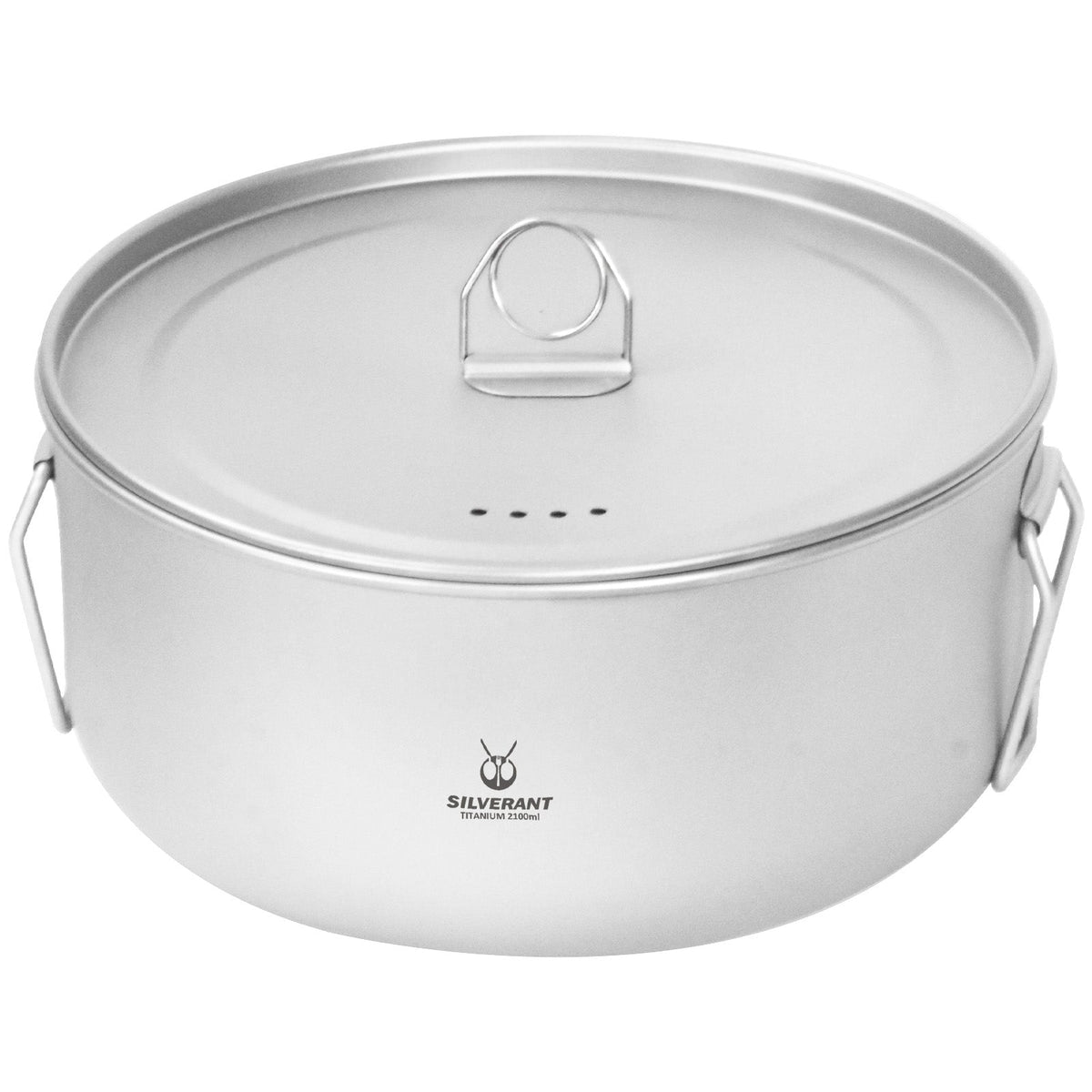 SilverAnt Ultralight Large 2-Piece Titanium Pot & Pan Camping Cookware Set - Titanium Camping Pot With Lid 2100ml/73.9 fl oz