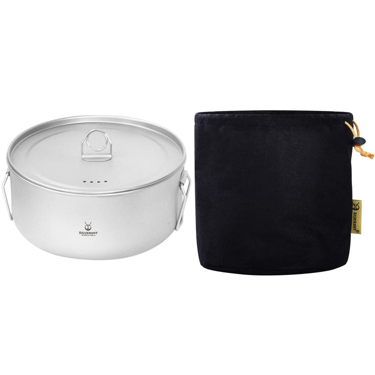 
                  
                    SilverAnt Ultralight Large 2-Piece Titanium Pot & Pan Camping Cookware Set - Titanium Camping Pot With Lid 2100ml/73.9 fl oz with Drawstring Mesh Bag (included with purchase)
                  
                
