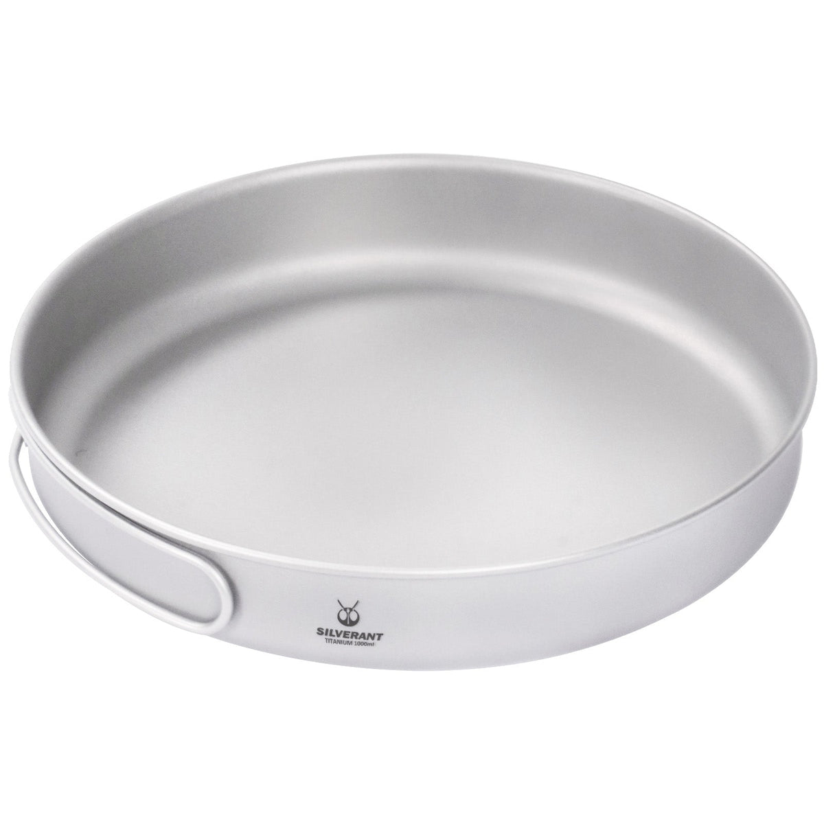 SilverAnt Ultralight Large 2-Piece Titanium Pot & Pan Camping Cookware Set - Titanium Frying Pan 1000ml/35 fl oz (top view)