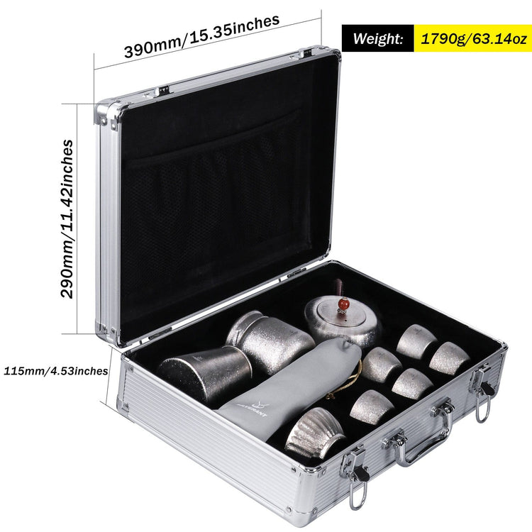 
                  
                    SilverAnt Ultralight Large Crystallized Titanium Travel Tea Set (weight, dimensions, and capacity)
                  
                