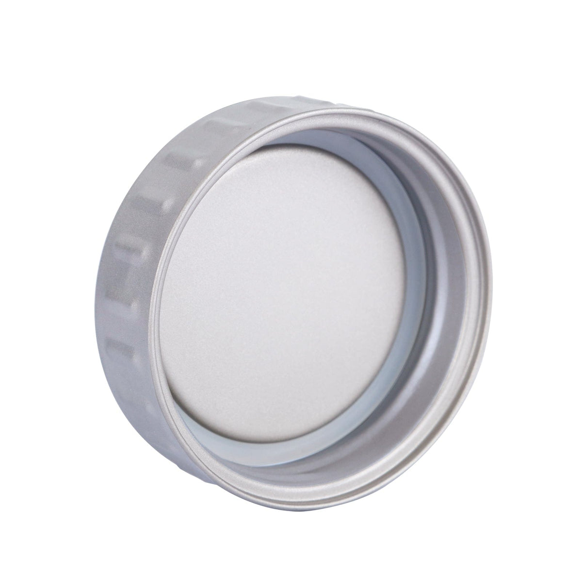 SilverAnt Ultralight Large Titanium Water Bottle (Wide Mouth) - close-up of lid bottom, inside of lid, silicone seal