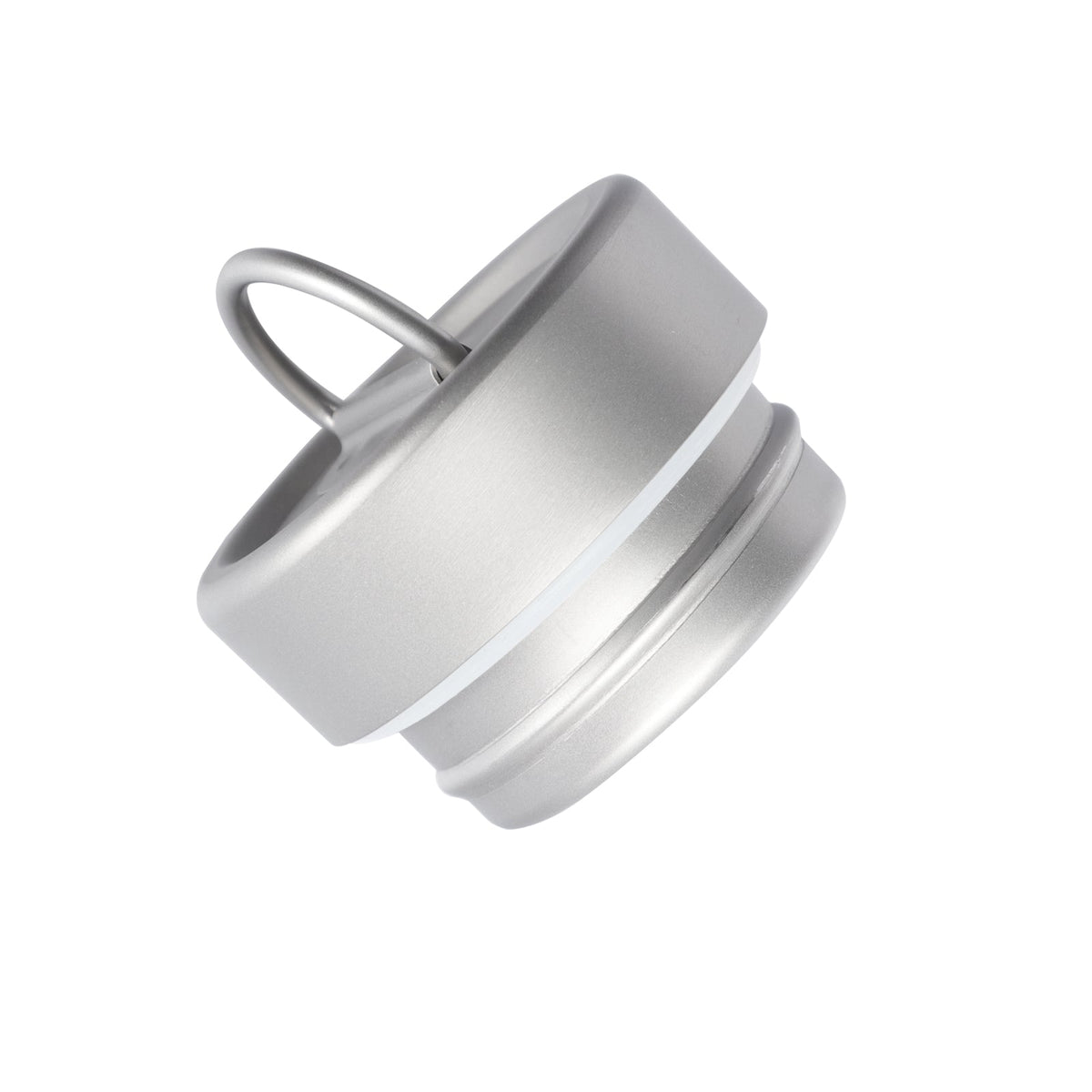 SilverAnt Ultralight Round Titanium Water Bottle - close-up of lid with screw marks and loop handle