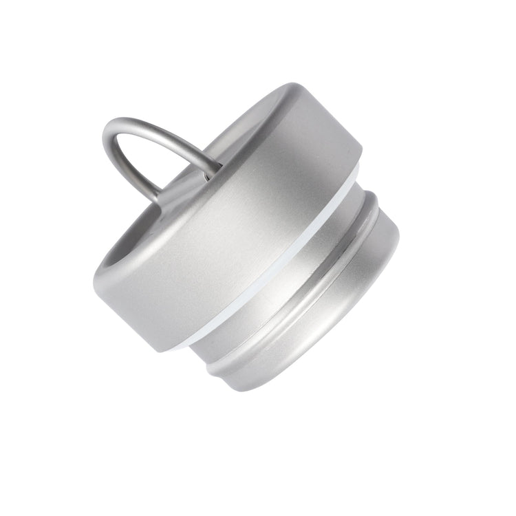 
                  
                    SilverAnt Ultralight Round Titanium Water Bottle - close-up of lid with screw marks and loop handle
                  
                