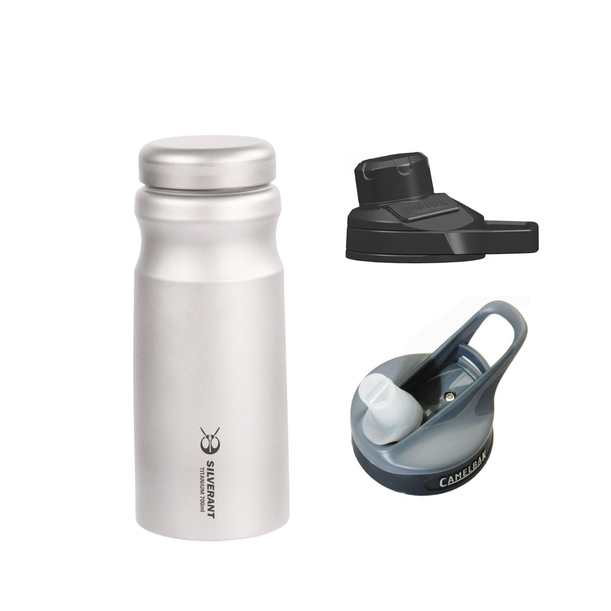 SilverAnt Ultralight Sports Edition Titanium Water Bottle 700ml - with Camelbak plastic lid compatibility