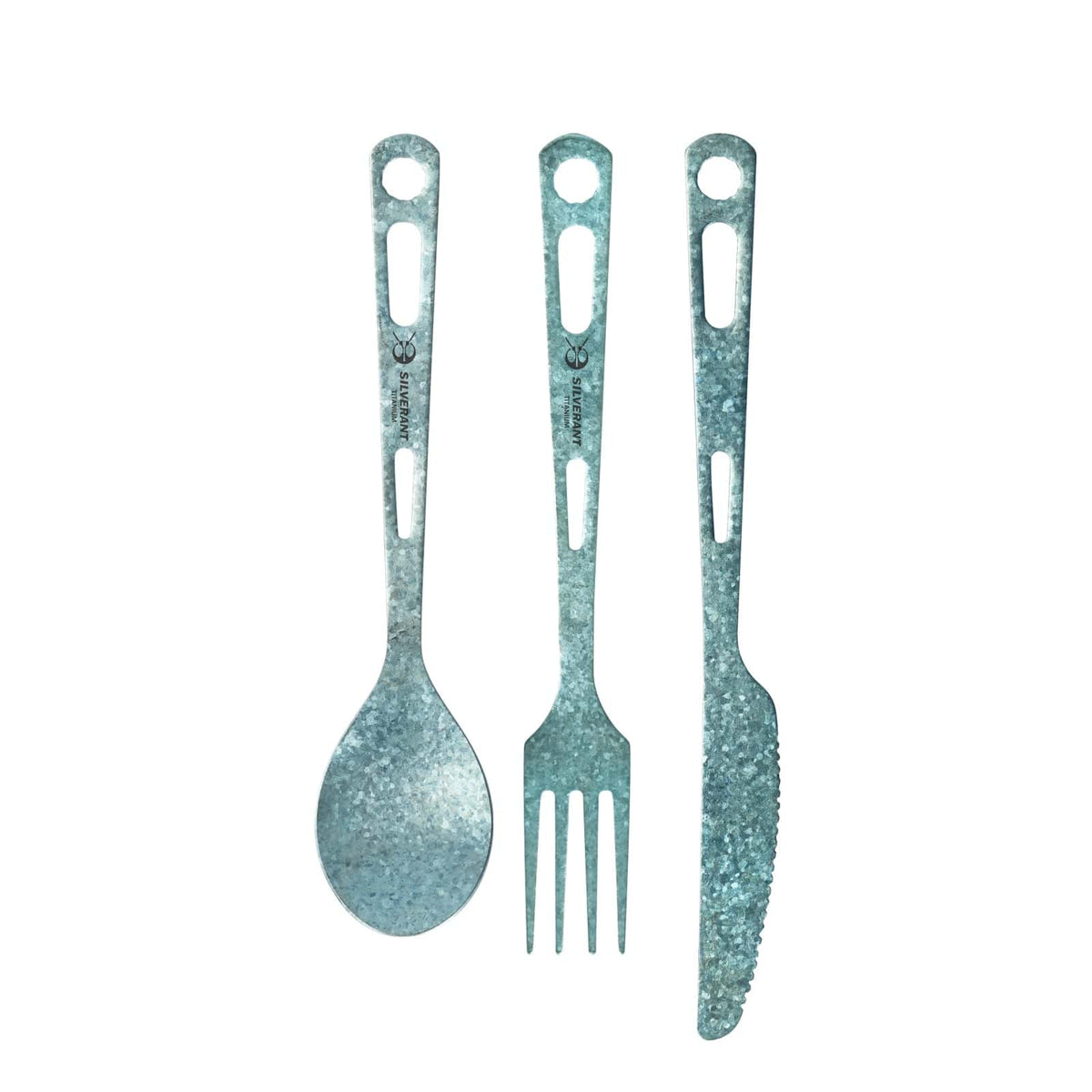 SilverAnt Ultralight Titanium 3-Piece Cutlery Set (Knife, Fork and Spoon) Anodized Blue - Main image