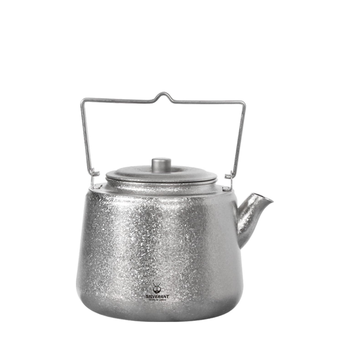 SilverAnt Ultralight Titanium Bushcraft Kettle Crystallized Finish - on a white background