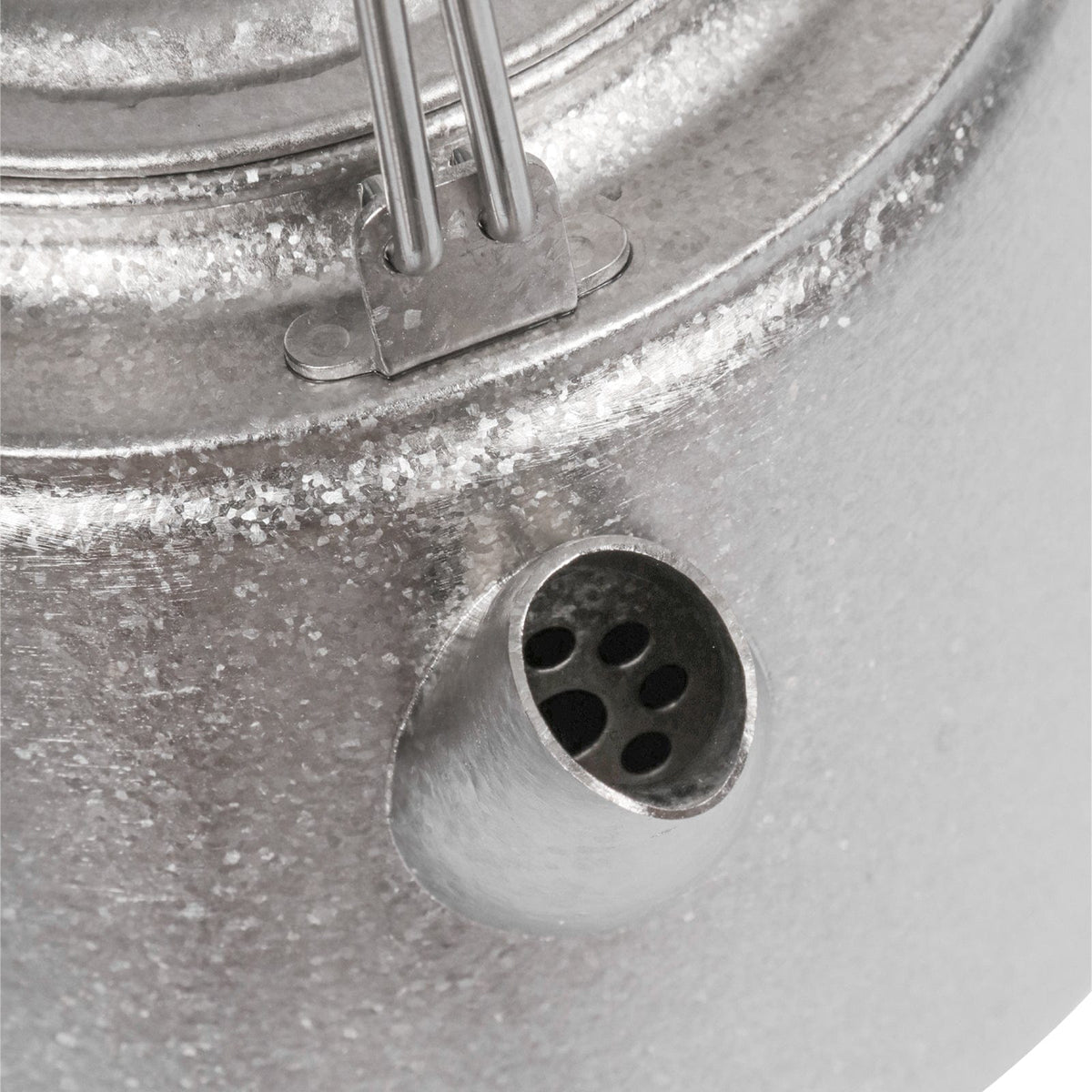 SilverAnt Ultralight Titanium Bushcraft Kettle Crystallized Finish - Close-up of spout/filter, crystallized finish