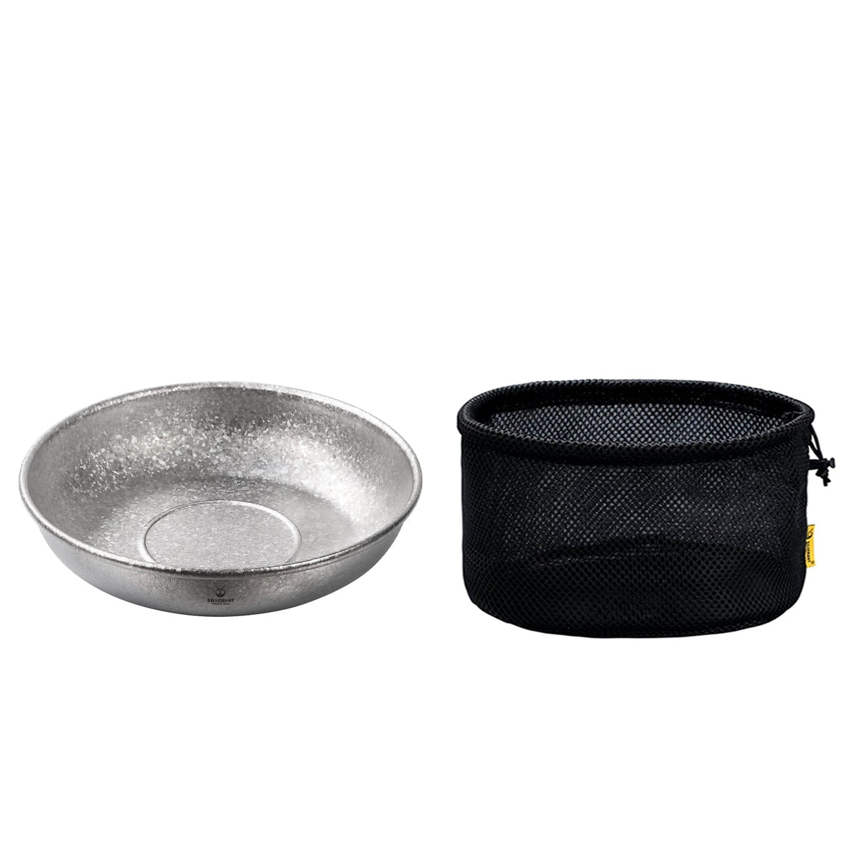 SilverAnt Ultralight Titanium Camping Plate with a Crystallized Finish 300ml/10.14 fl oz with Drawstring Mesh Bad (included with purchase)