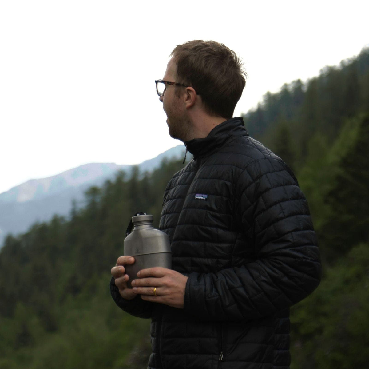 SilverAnt Ultralight Titanium Canteen Military Mess Kit - In-Use (on-hand, lifestyle shot, actual product photo)