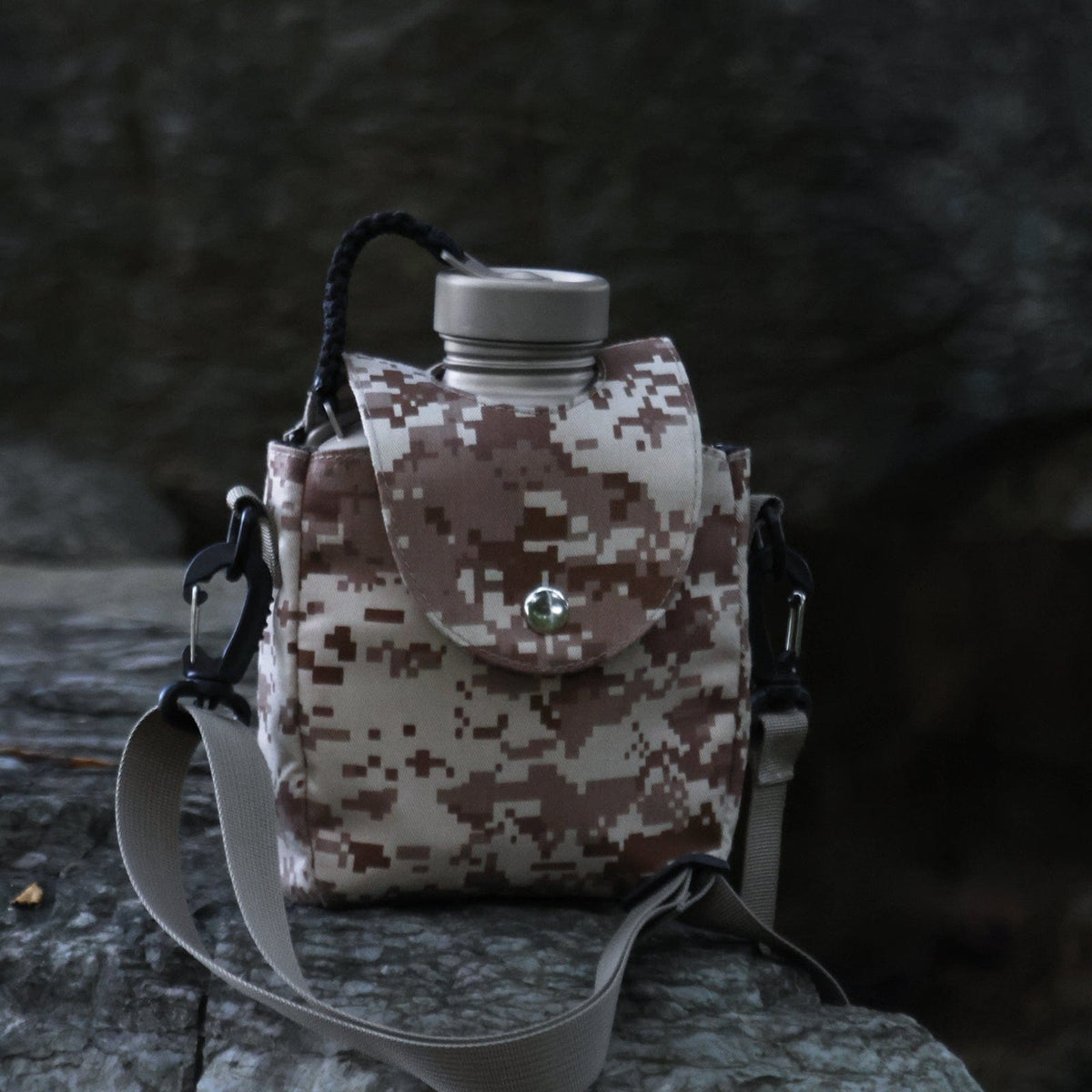 SilverAnt Ultralight Titanium Canteen Military Mess Kit with Paracord - In-Use (with military carry sleeve included with purchase)