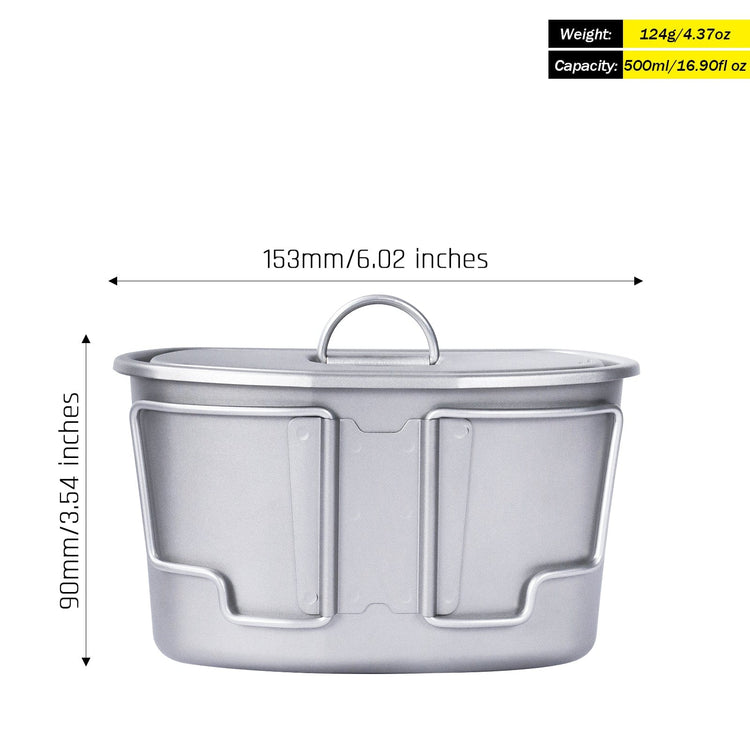 
                  
                    SilverAnt Ultralight Titanium Canteen Military Mess Kit - Canteen Cup weight, dimensions, and capacity
                  
                