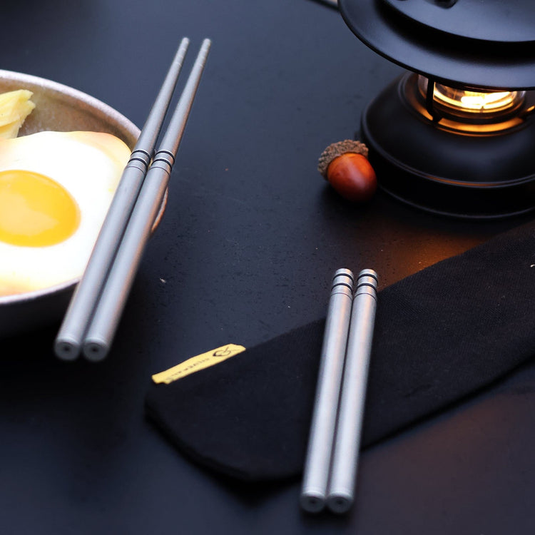 
                  
                    SilverAnt Ultralight Titanium Collapsible Folding Travel Chopsticks - actual product photo, lifestyle shot, real life setting
                  
                