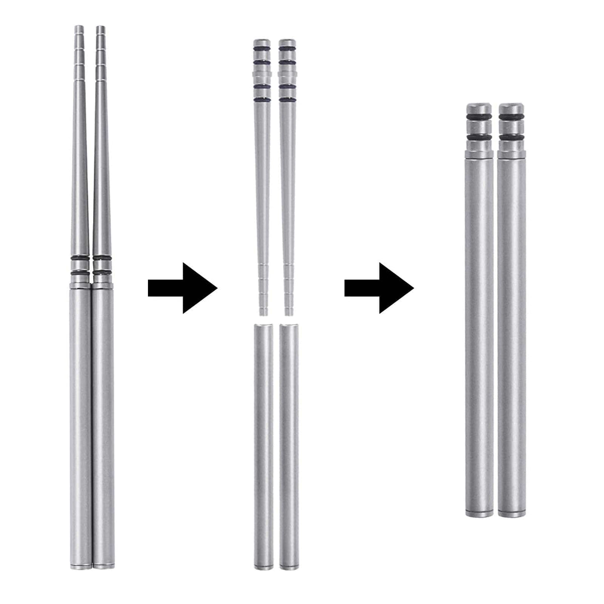 SilverAnt Ultralight Titanium Collapsible Folding Travel Chopsticks - collapsing instructions/guide