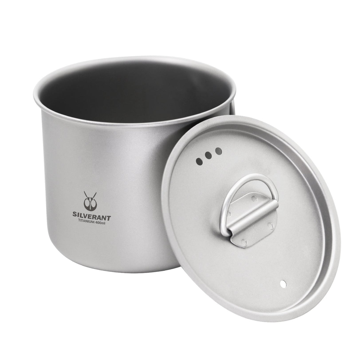 SilverAnt Ultralight Titanium Cup With Lid 4 Sizes - 400ml - Side angle view