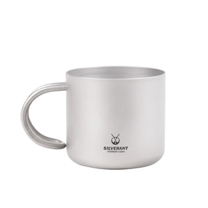 SilverAnt Ultralight Titanium Double Wall Espresso Coffee Cup 110ml/3.71 fl oz With Handle - Main image