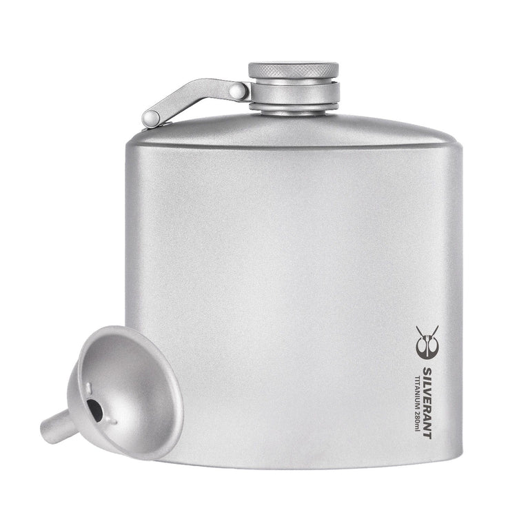 SilverAnt Ultralight Titanium Hip Flask & Funnel - 280ml (main image)