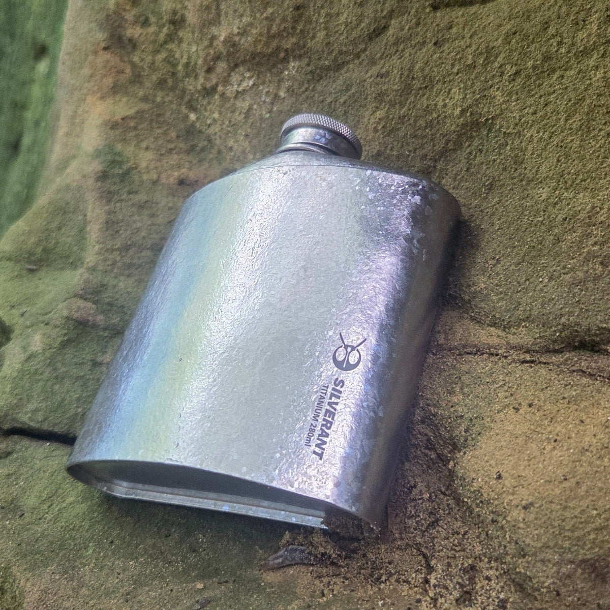 SilverAnt Ultralight Titanium Hip Flask & Funnel - Crystallized finish 280ml (actual product photo)