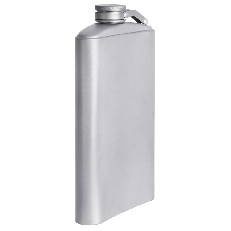 
                  
                    SilverAnt Ultralight Titanium Hip Flask & Funnel - 450ml/15.22 fl oz Sandblasted side view
                  
                