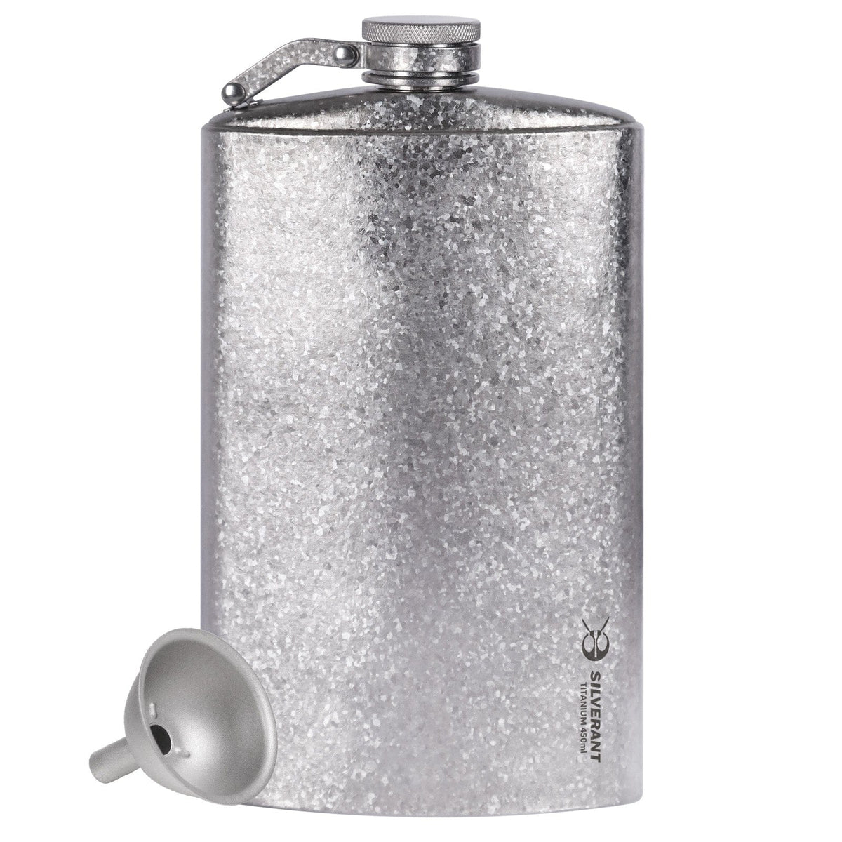 SilverAnt Ultralight Titanium Hip Flask & Funnel - 450ml/15.22 fl oz Crystallized (Main image)