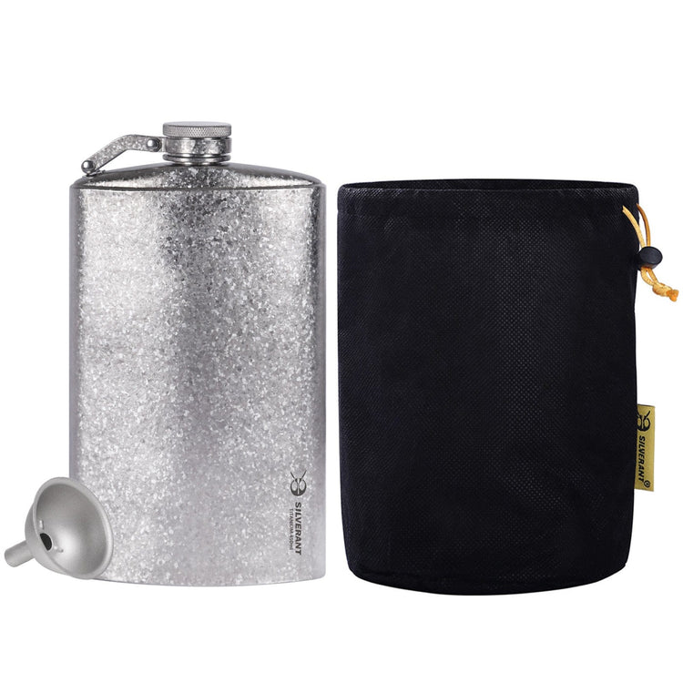 
                  
                    SilverAnt Ultralight Titanium Hip Flask & Funnel - 450ml/15.22 fl oz (Crystallized) with black drawstring mesh bad included with purchase)
                  
                