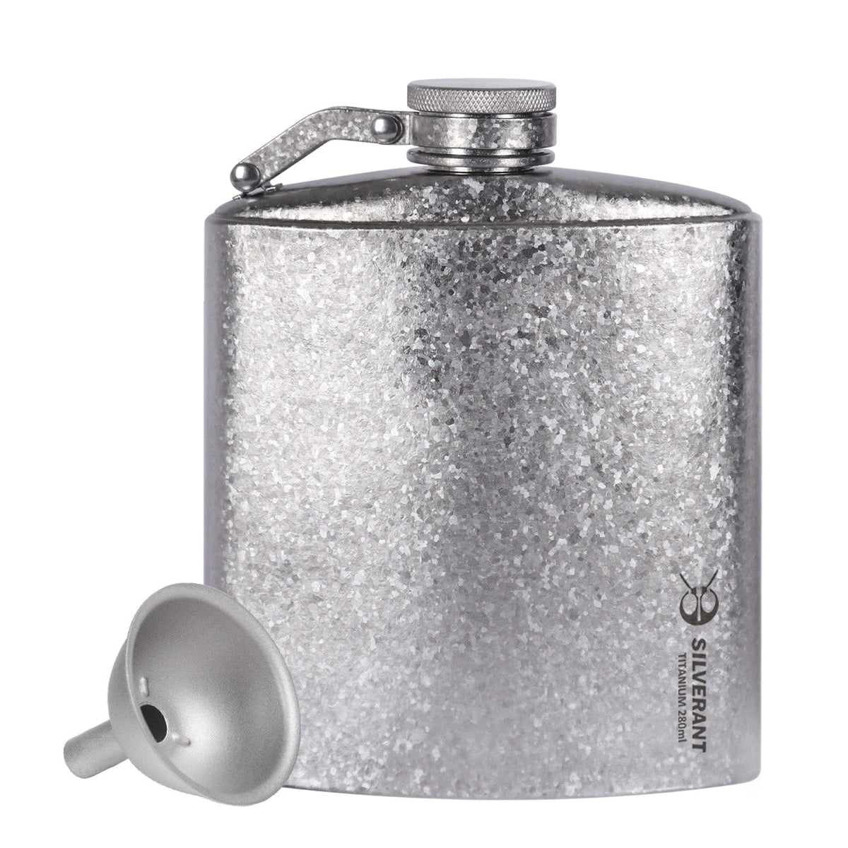 SilverAnt Ultralight Titanium Hip Flask & Funnel - 280ml (Crystallized)