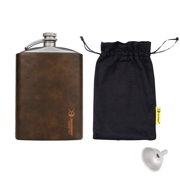 
                  
                    SilverAnt Ultralight Titanium Hip Flask With Funnel 220ml/7.74 fl oz PU Leather Sleeve (with drawstring mesh bag + funnels included with purchase)
                  
                