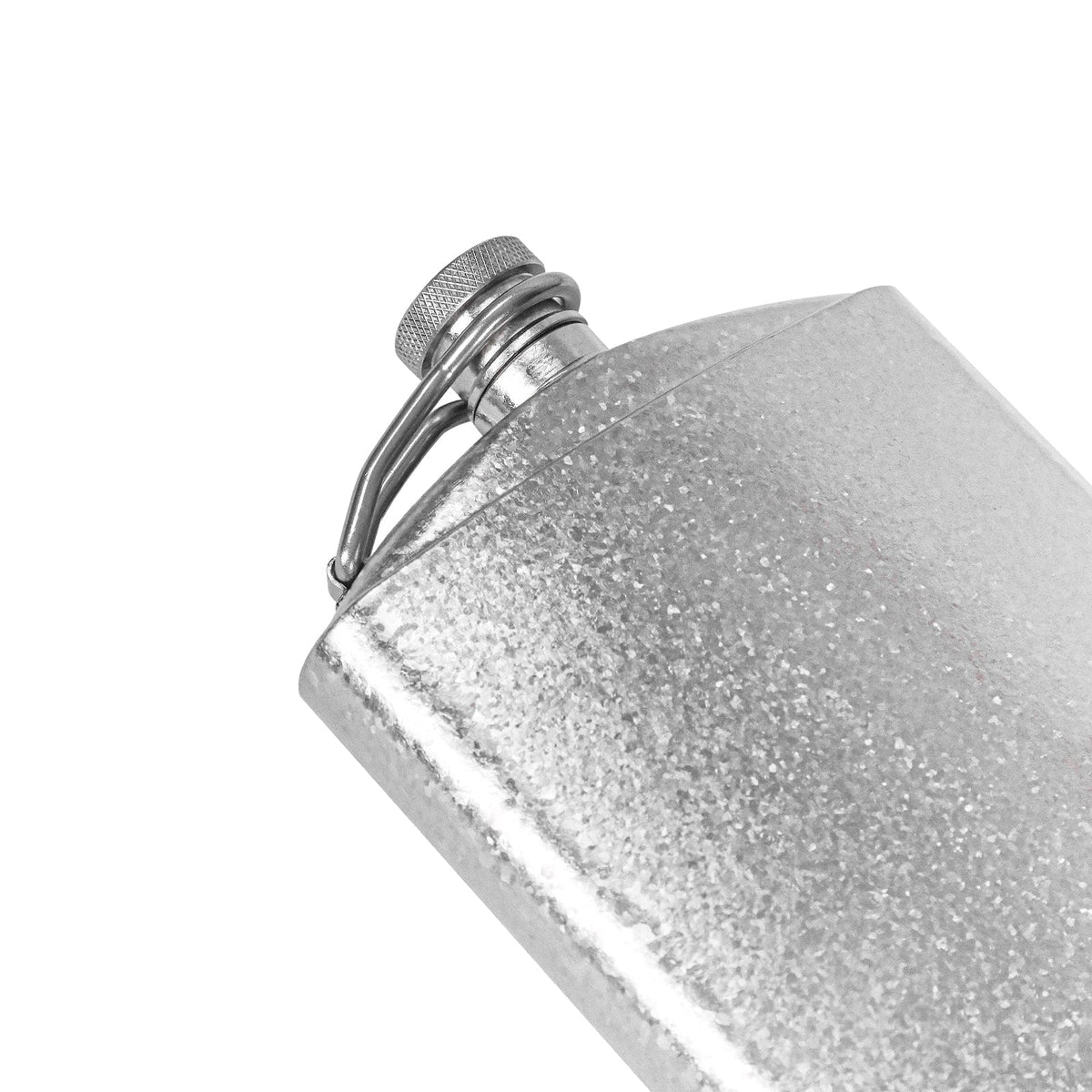 SilverAnt Ultralight Titanium Hip Flask and Funnel 248ml/8.73 fl oz Crystallized (close-up of finish)