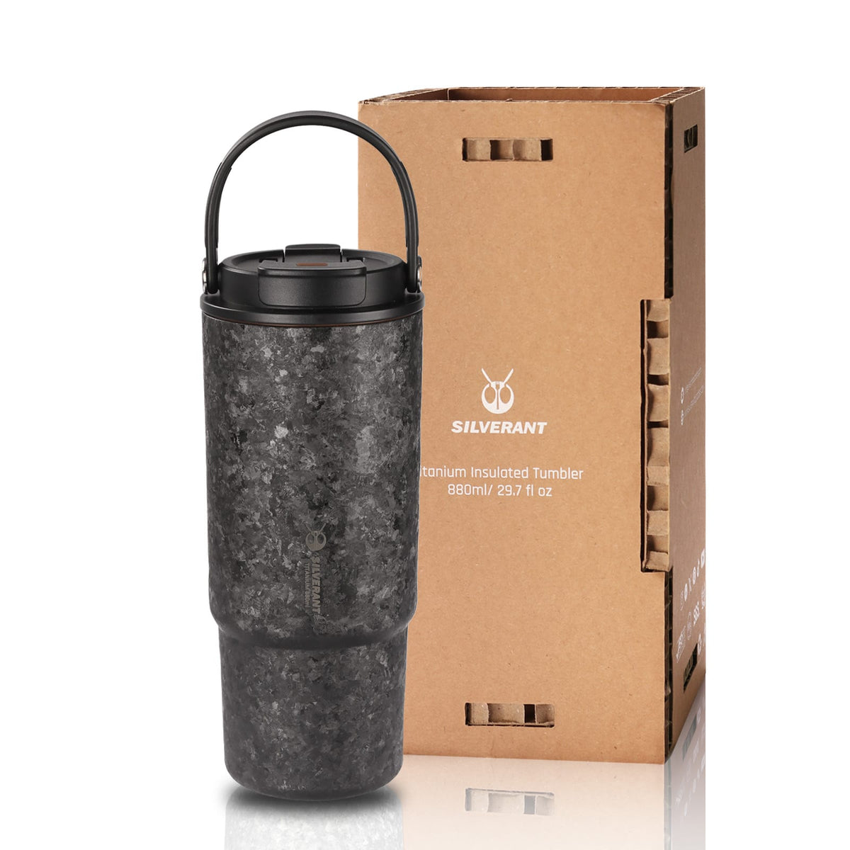 SilverAnt Crystallized Titanium Insulated Tumbler 880ml / 29.76 fl oz – Black (with box)
