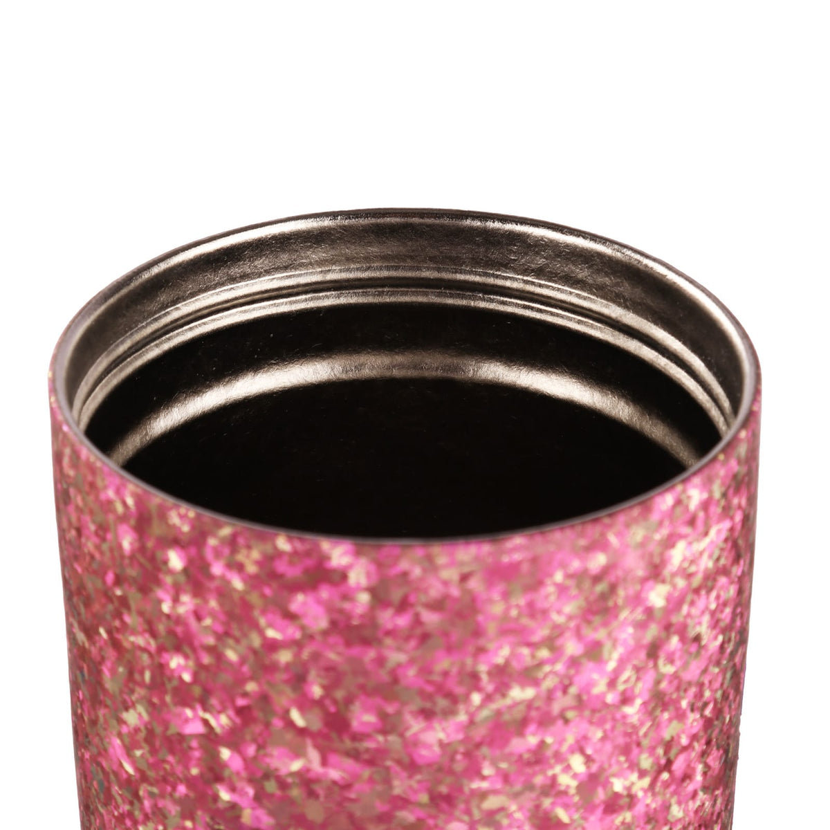 SilverAnt Crystallized Titanium Insulated Tumbler 880ml / 29.76 fl oz – Iridescent Pink (close-up of mouth, showing screw marks on the inside)