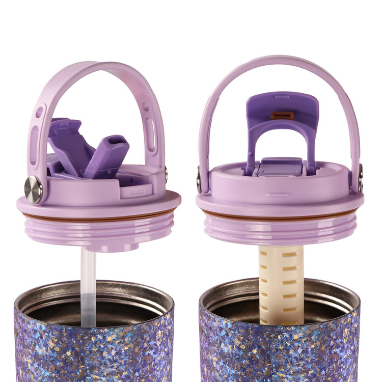
                  
                    SilverAnt Crystallized Titanium Insulated Tumbler 880ml / 29.76 fl oz – Purple/Blue-Violet (side view, showing all parts/components)
                  
                