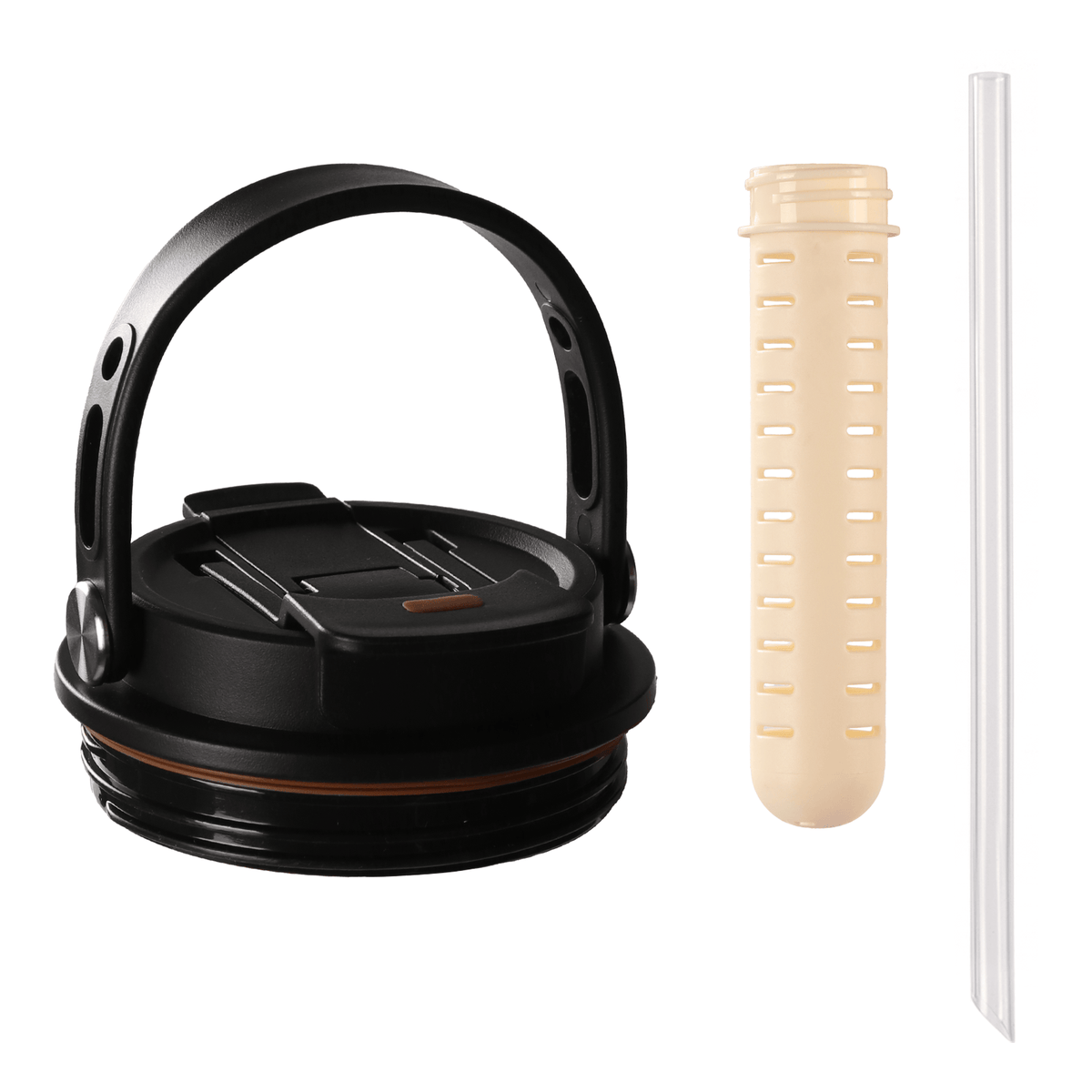 SilverAnt Crystallized Titanium Insulated Tumbler 880ml / 29.76 fl oz – Black Lid close-up, straw, filter
