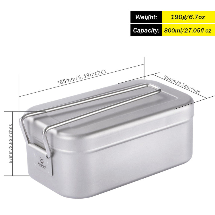 SilverAnt Ultralight Titanium Mess Tins - with weight, dimensions, and capacity