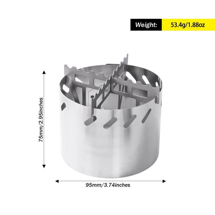
                  
                    SilverAnt Ultralight Titanium Multi-Fuel Alcohol Stove Kit - Windshield weight and dimensions
                  
                