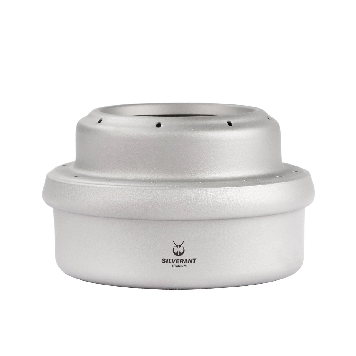 SilverAnt Ultralight Titanium Multi-Fuel Alcohol Stove Kit - Multi-fuel alcohol stove close-up on white background