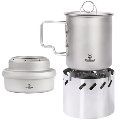 SilverAnt Ultralight Titanium Multi-Fuel Stove & Cup Kit - Main Product Image on white background