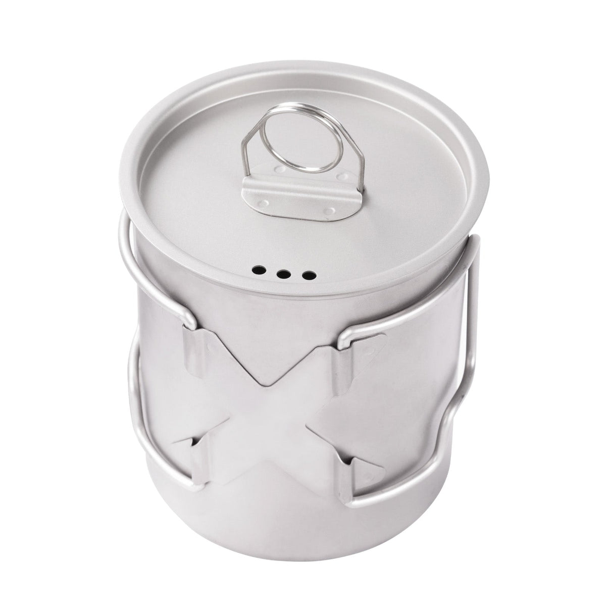 SilverAnt Ultralight Titanium Pot 750ml/25 fl oz with Lid - Top angle rear view