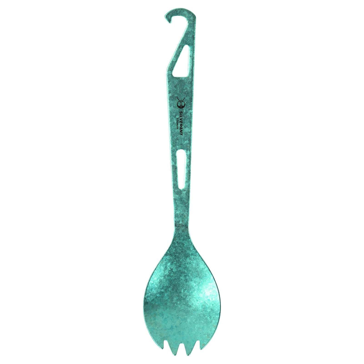 SilverAnt Ultralight Titanium Spork with Bottle Opener Anodized Green - main image