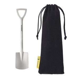 SilverAnt Ultralight Titanium Square & Spade Shovel Cutlery Utensils - Square Shovel with black drawstring pouch included with purchase