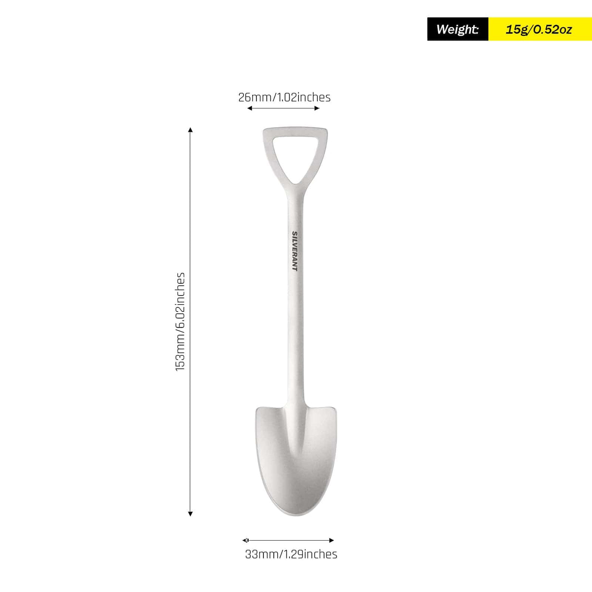 SilverAnt Ultralight Titanium Square & Spade Shovel Cutlery Utensils - Spade shovel weight and dimensions