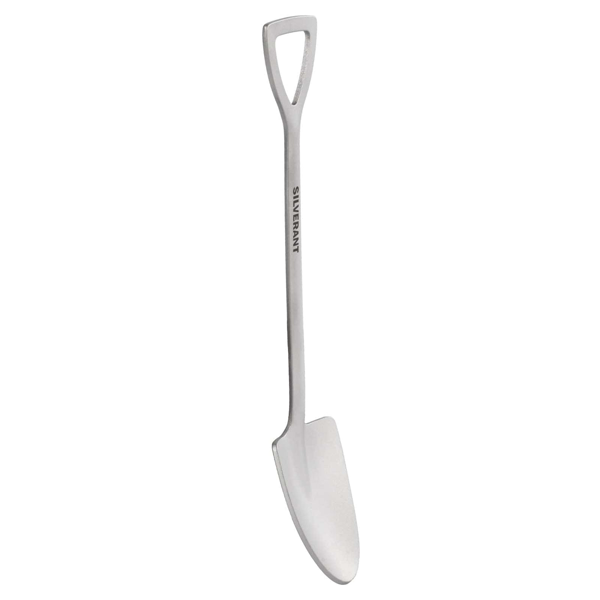 SilverAnt Ultralight Titanium Square & Spade Shovel Cutlery Utensils - spade shovel (side angle view, vertical)