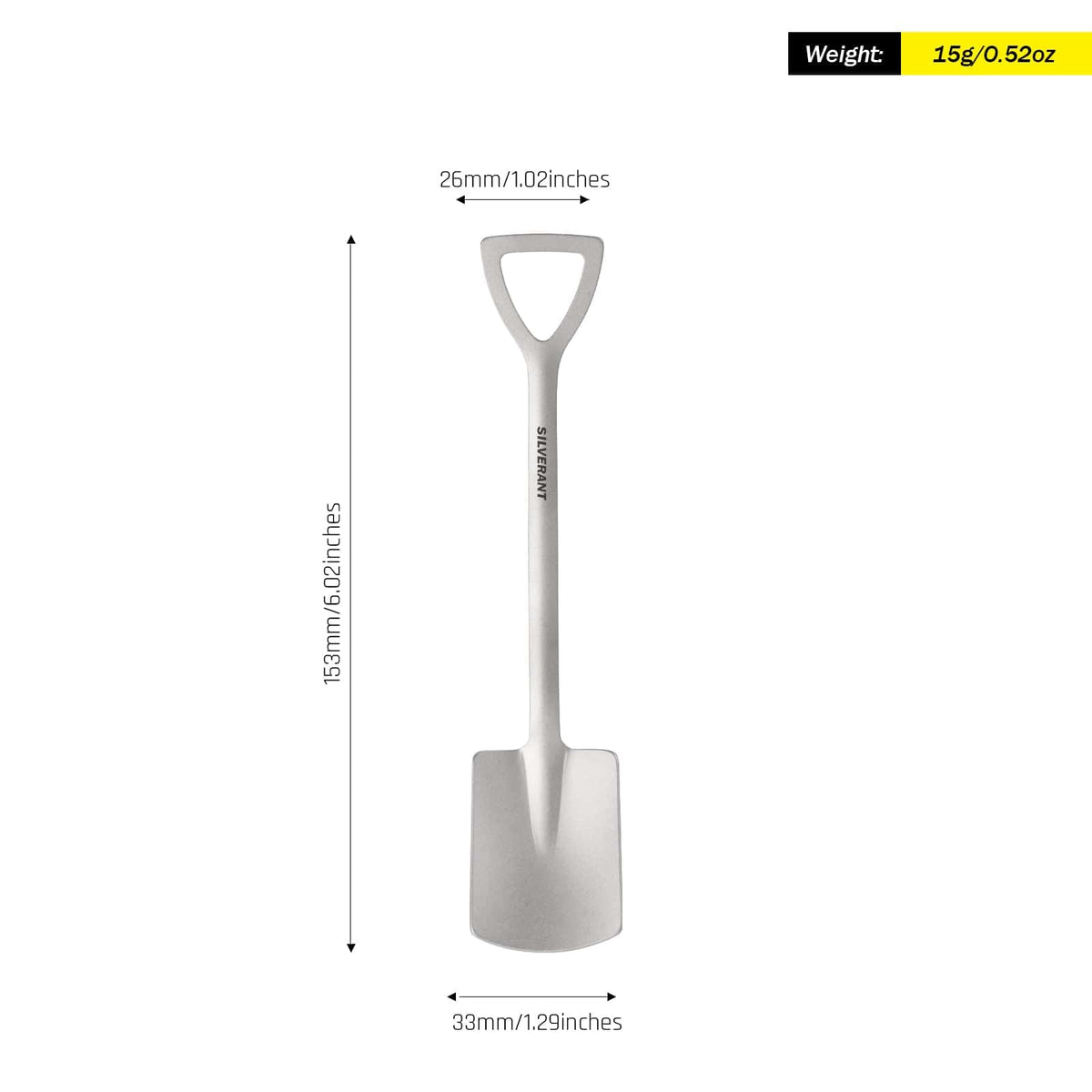 SilverAnt Ultralight Titanium Square & Spade Shovel Cutlery Utensils - Square spade weight and dimensions