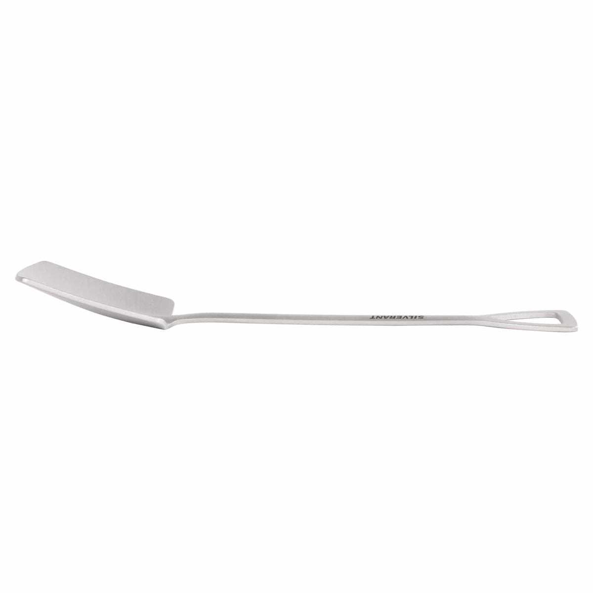 SilverAnt Ultralight Titanium Square & Spade Shovel Cutlery Utensils - Square shovel side view angle, laid down