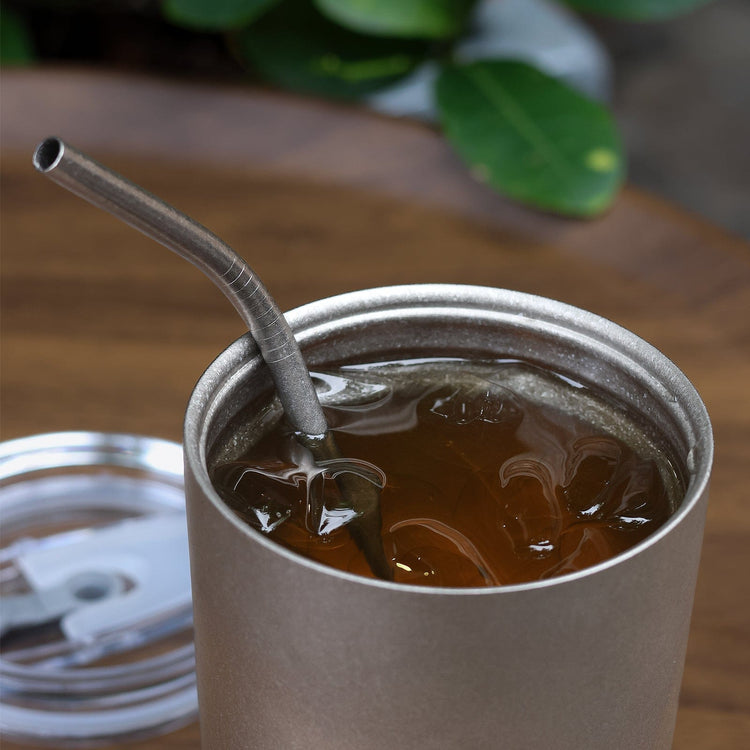 
                  
                    SilverAnt Ultralight Titanium Straw Crystallized with Strainer - Actual product photo, real life use, in use, used on a SilverAnt Titanium Cup
                  
                
