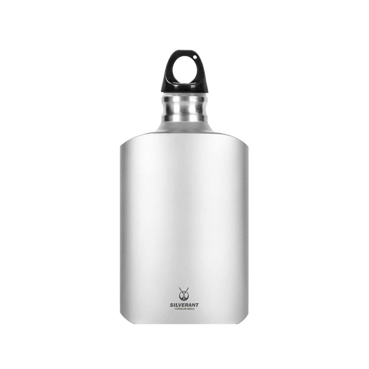 SilverAnt Ultralight Titanium Water Bottle 600ml/21 fl oz Slim - Sandblasted with black plastic cap/lid